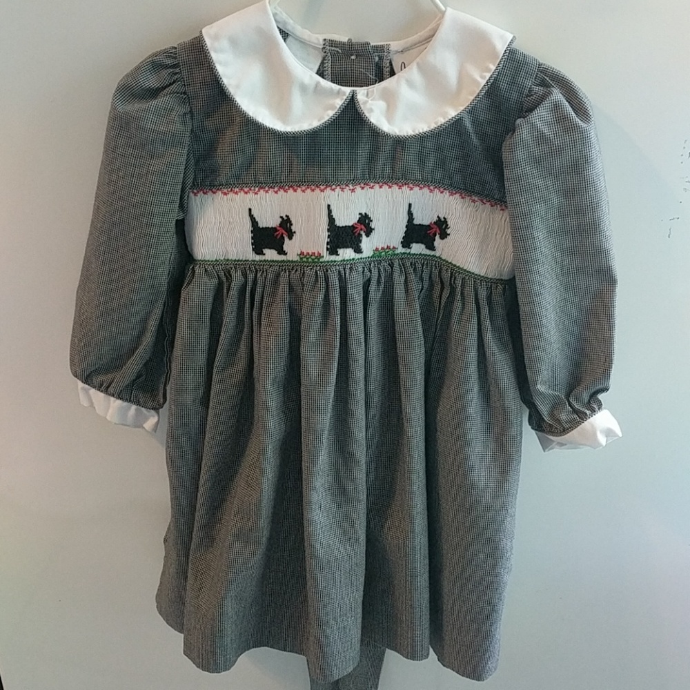 ♥Smocked Jayne Copeland long sleeved Scottie dress